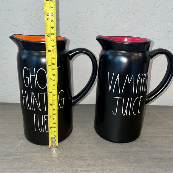 RAE Dunn Set of 2 Halloween Pitchers: GHOST HUNTING FUEL and VAMPIRE JUICE - Picture 5 of 5